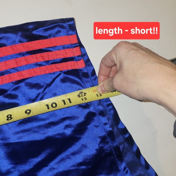 80s Mens Blue Satin Shiny Athletic Shorts 3 In Inseam Sz M/L Made USA Retro - Picture 7 of 9